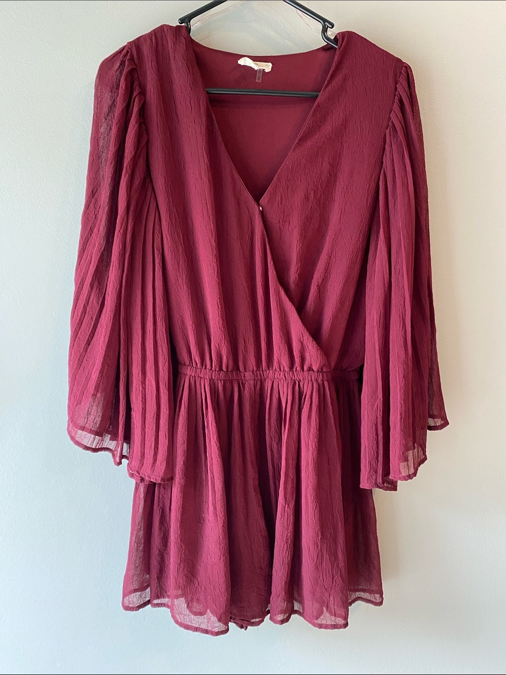 entro Wine Red Wrap Romper Dress